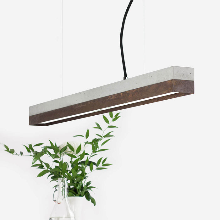 Concrete & Rough Rust Bar Pendant Light