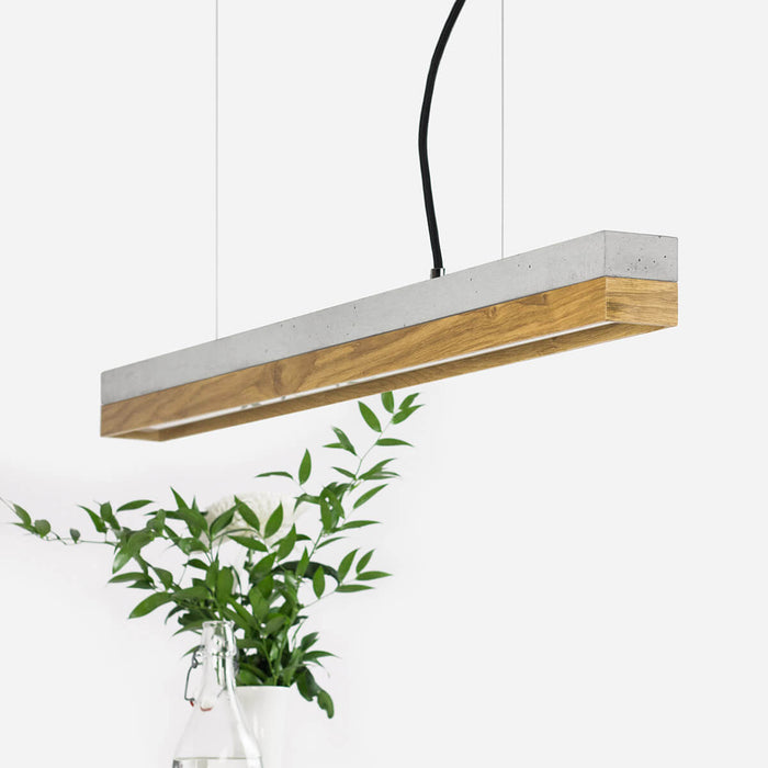 Concrete & Oak Bar Pendant Light