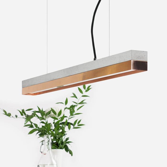Concrete & Copper Bar Pendant Light