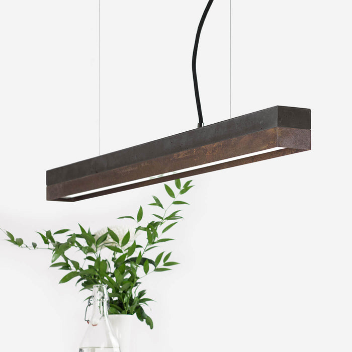 Concrete & Rough Rust Bar Pendant Light