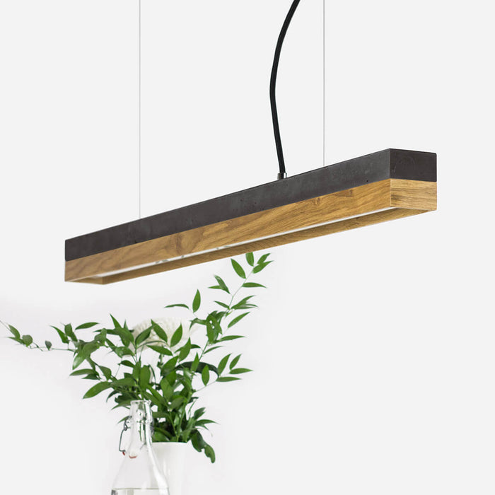 Concrete & Oak Bar Pendant Light