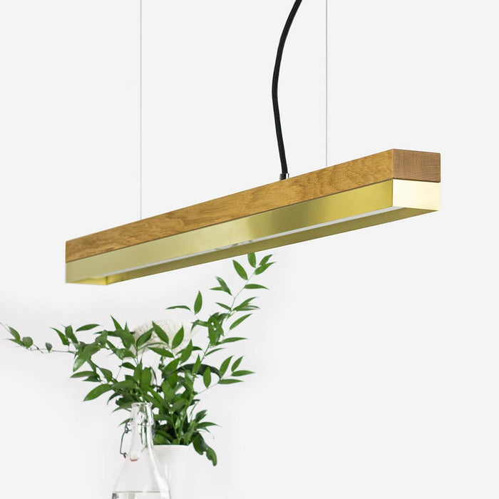 Oak & Brass Bar Pendant Light