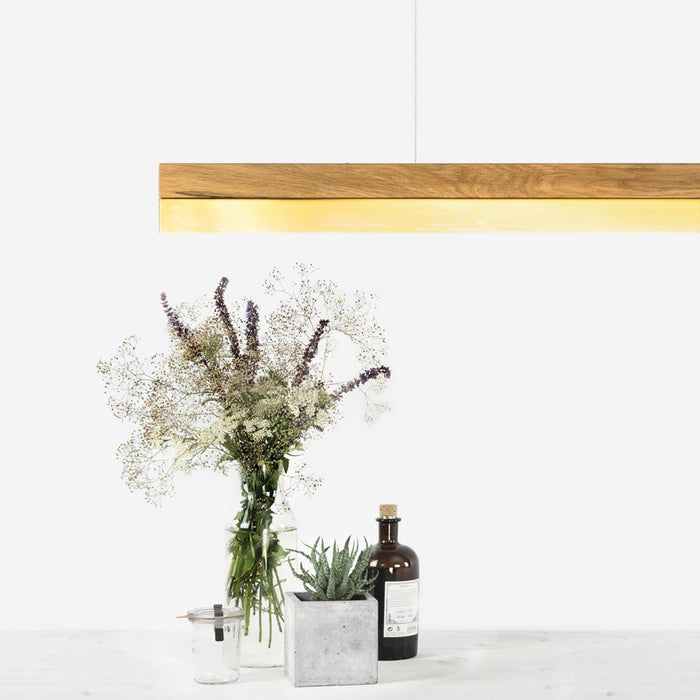 Oak & Brass Bar Pendant Light