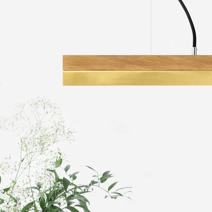 Oak & Brass Bar Pendant Light