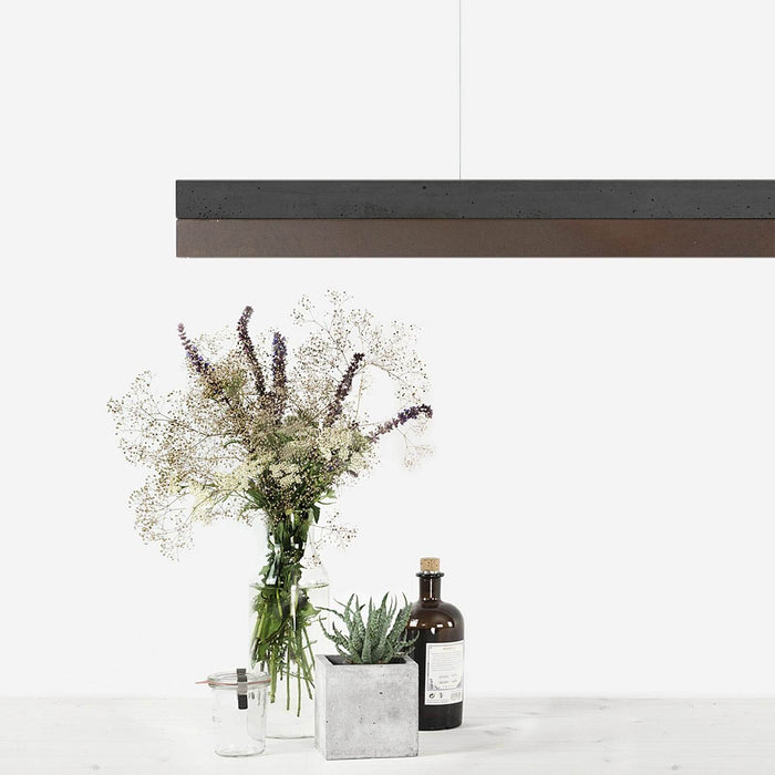 Concrete & Rough Rust Bar Pendant Light