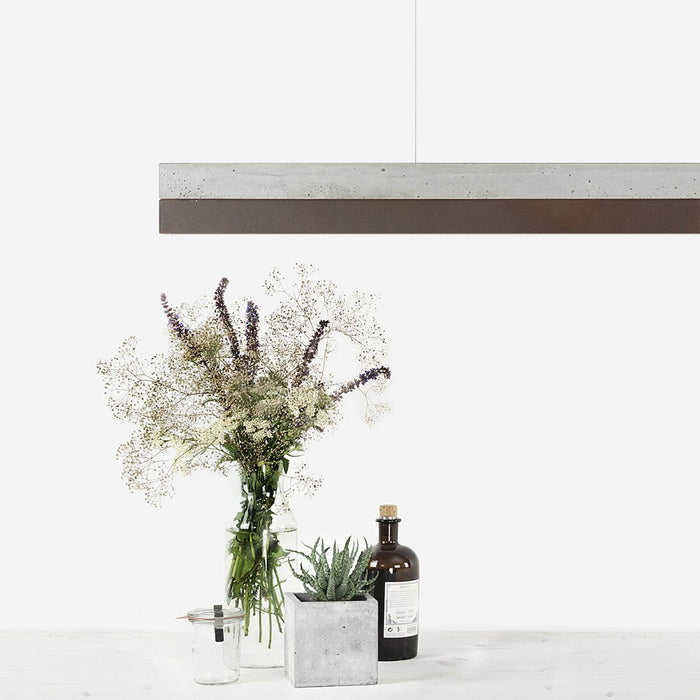 Concrete & Rough Rust Bar Pendant Light
