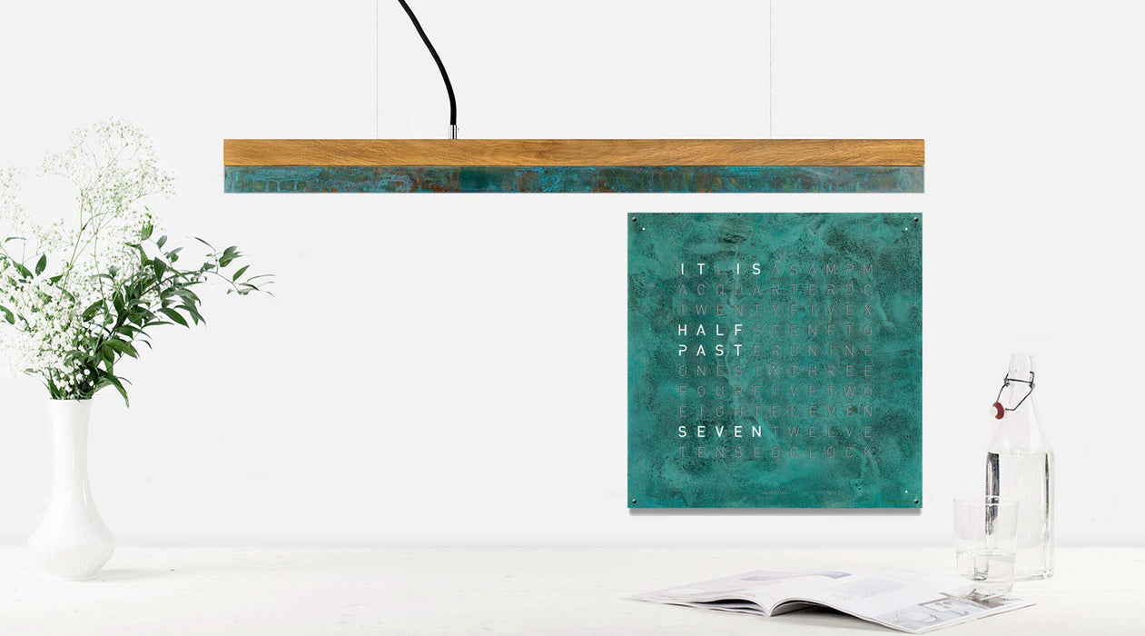 Oak & Oxidised Copper Bar Pendant Light