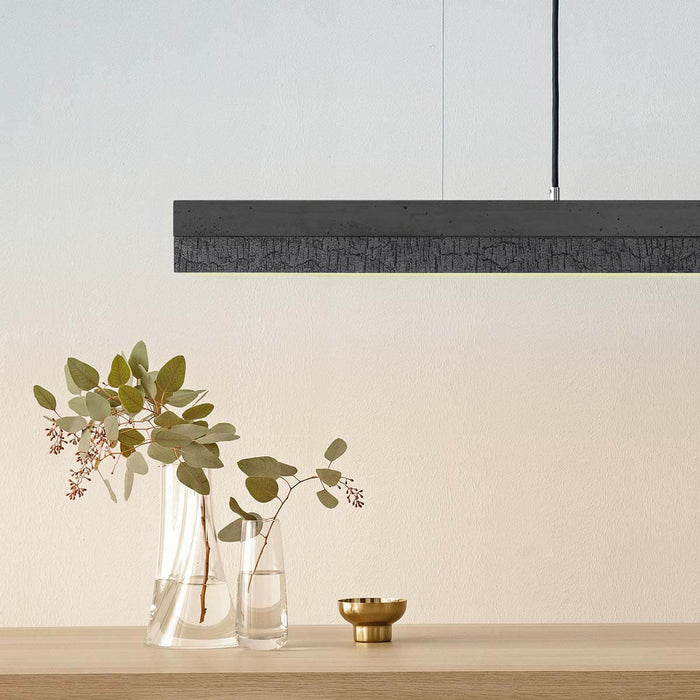 Concrete & Burned Wood Bar Pendant Light