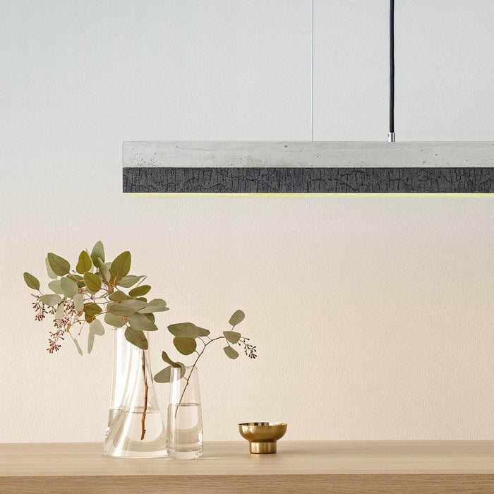 Concrete & Burned Wood Bar Pendant Light