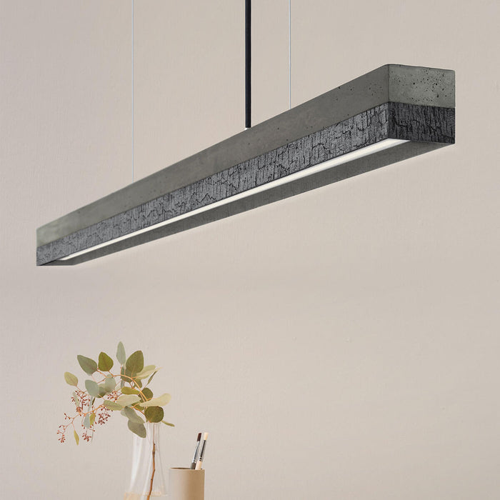 Concrete & Burned Wood Bar Pendant Light