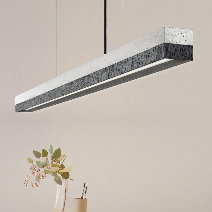 Concrete & Burned Wood Bar Pendant Light
