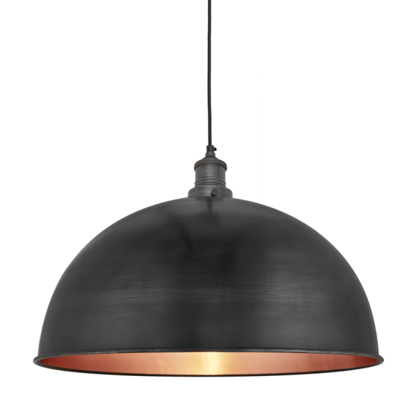 Brooklyn Vintage Metal Dome Pendant Light - Dark Pewter & Copper - 18 inch