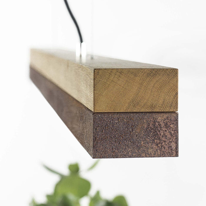 Oak & Rough Rust Bar Pendant Light