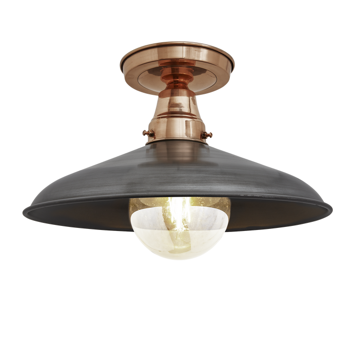 Vintage Industrial Barn Flush Mount Ceiling Light - Copper & Pewter