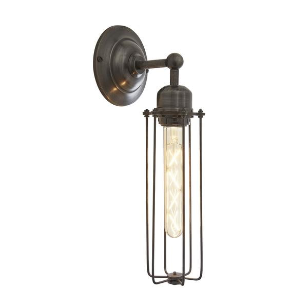 Orlando Cylinder Wire Cage Retro Sconce Wall Light - Dark Pewter