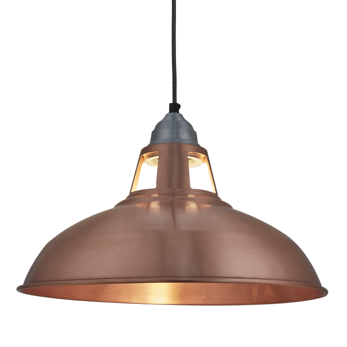 Old Factory Slotted Vintage Pendant Light - 15 inch