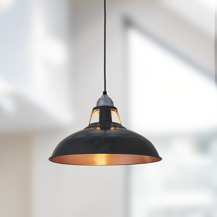 Old Factory Slotted Vintage Pendant Light - 15 inch