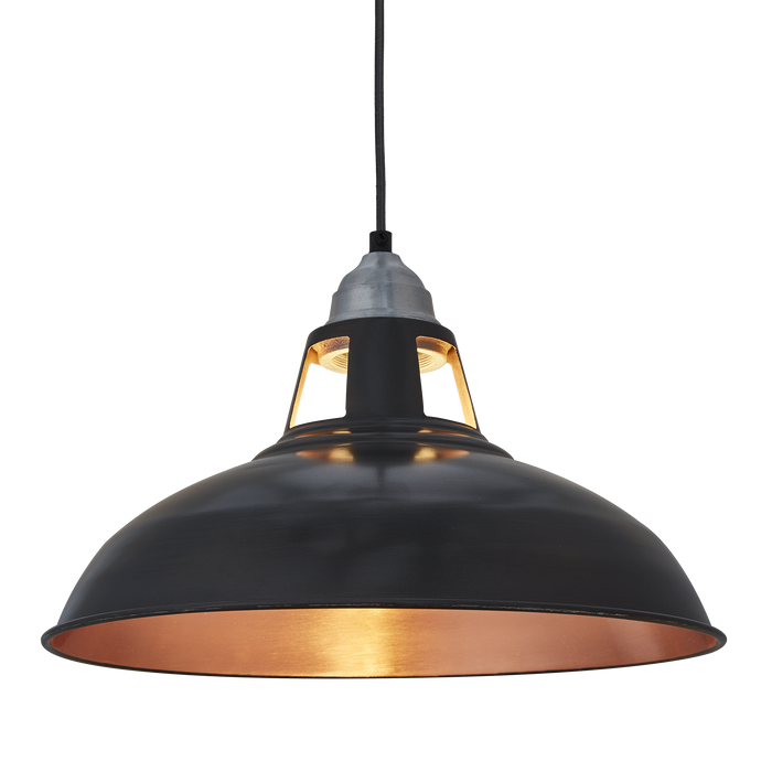 Old Factory Slotted Vintage Pendant Light - 15 inch
