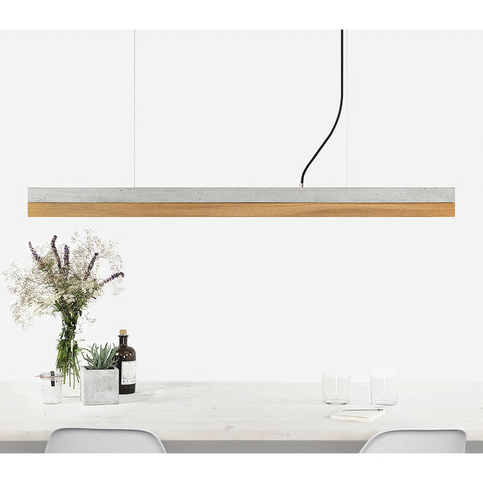 Concrete & Oak Bar Pendant Light