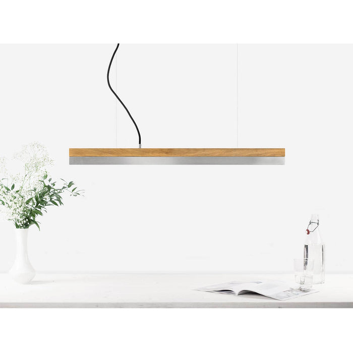 Oak & Stainless Steel Bar Pendant Light
