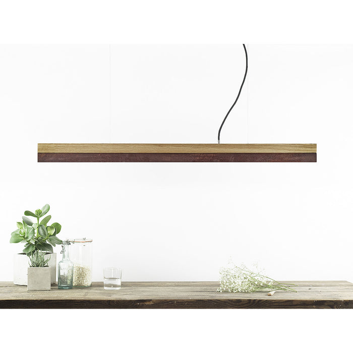 Oak & Rough Rust Bar Pendant Light