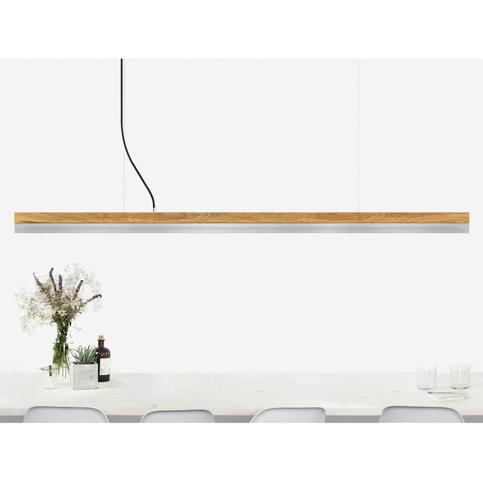 Oak & Stainless Steel Bar Pendant Light