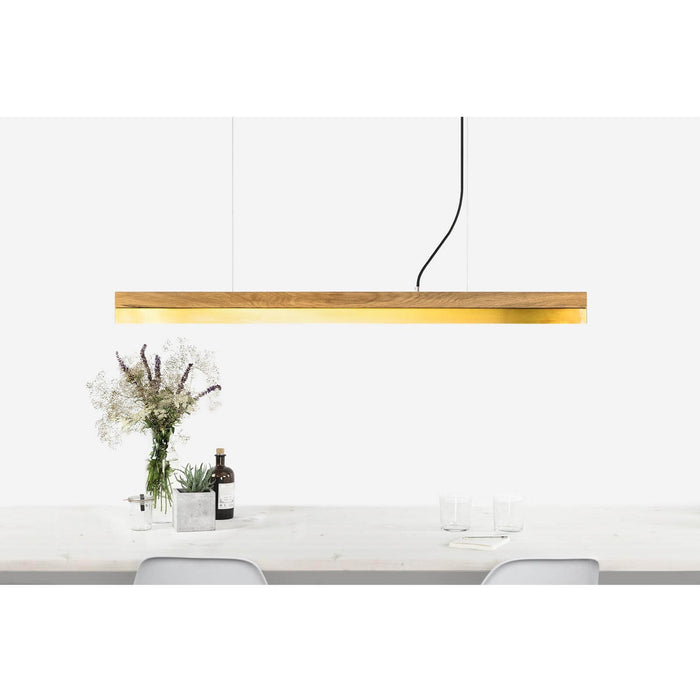 Oak & Brass Bar Pendant Light