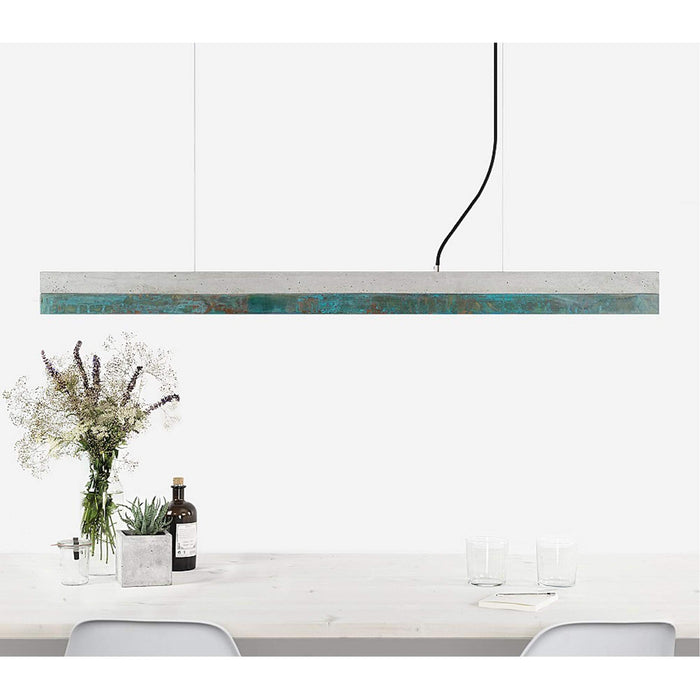 Concrete & Oxidised Copper Bar Pendant Light