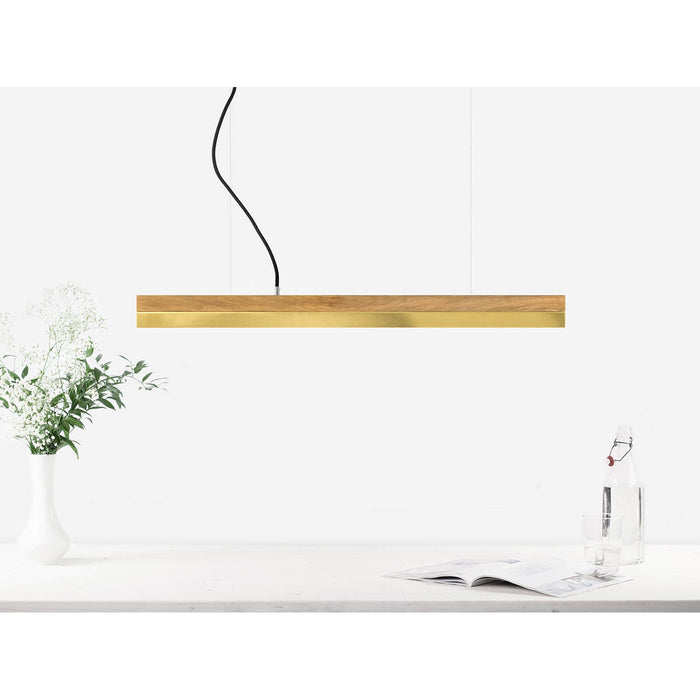 Oak & Brass Bar Pendant Light