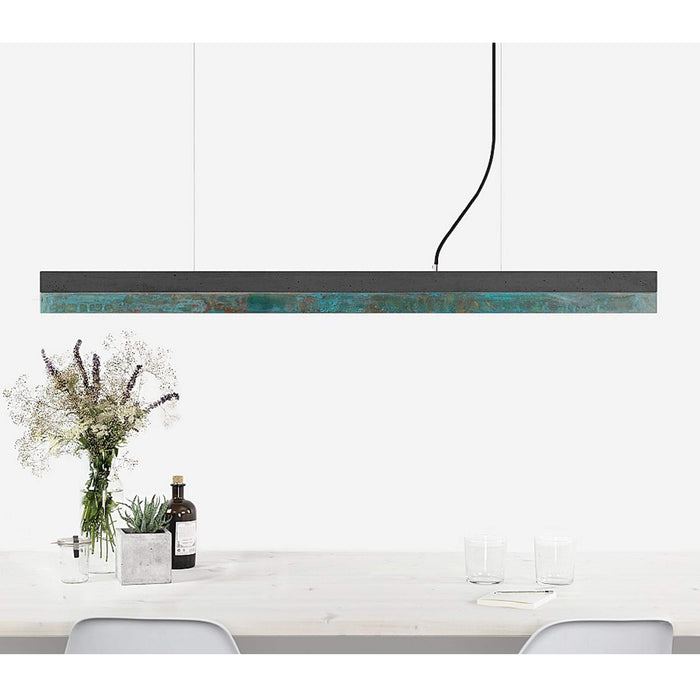 Concrete & Oxidised Copper Bar Pendant Light