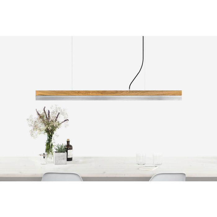 Oak & Stainless Steel Bar Pendant Light