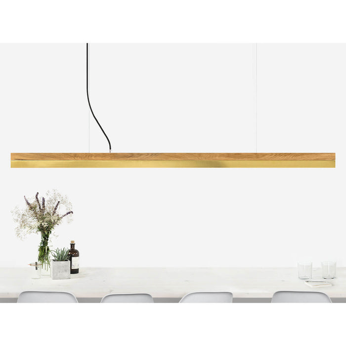 Oak & Brass Bar Pendant Light