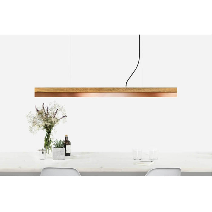 Oak & Copper Bar Pendant Light