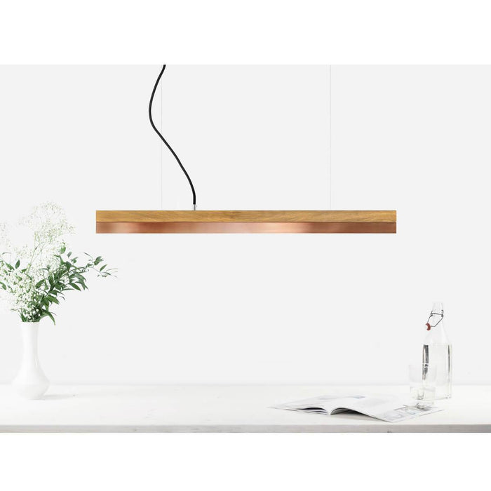 Oak & Copper Bar Pendant Light