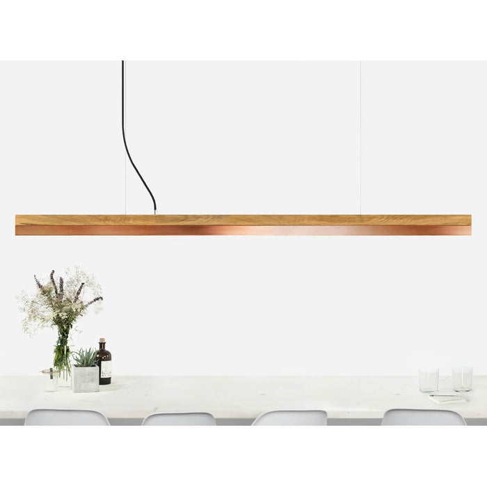 Oak & Copper Bar Pendant Light