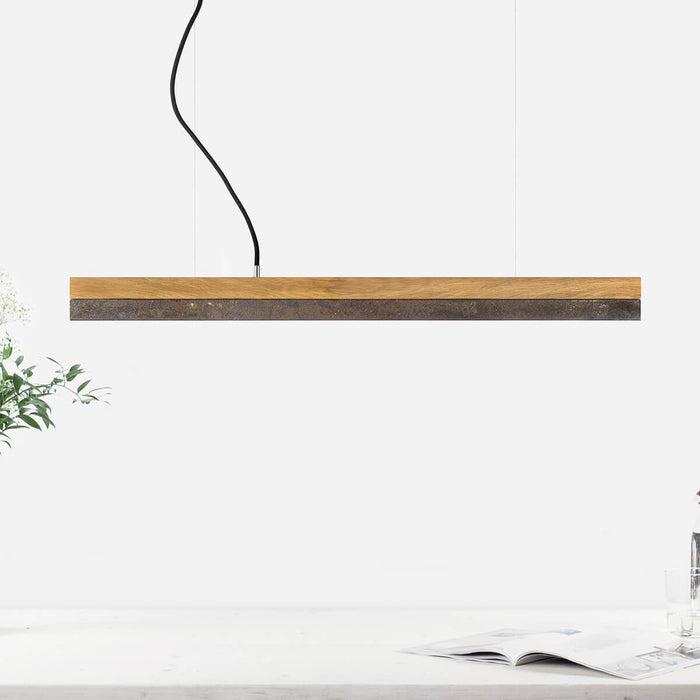 Oak & Rough Rust Bar Pendant Light