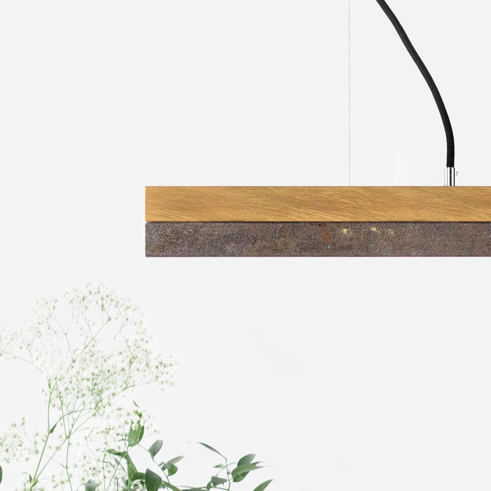 Oak & Rough Rust Bar Pendant Light