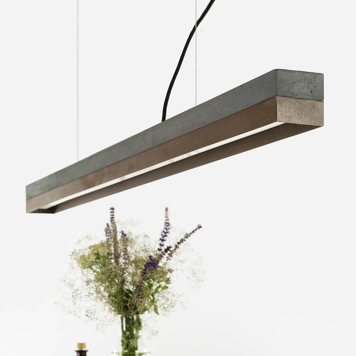 Concrete & Rough Rust Bar Pendant Light