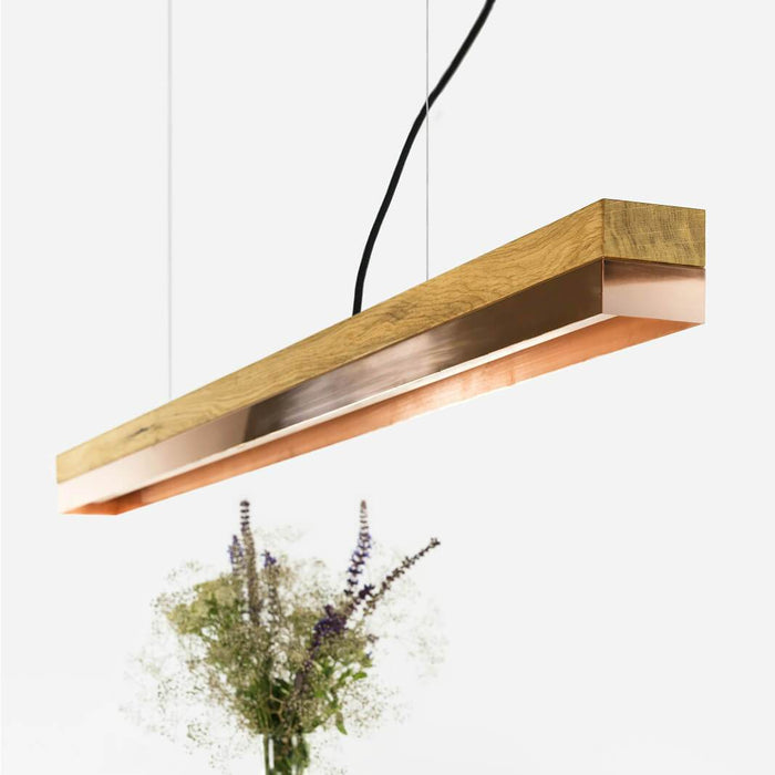 Oak & Copper Bar Pendant Light