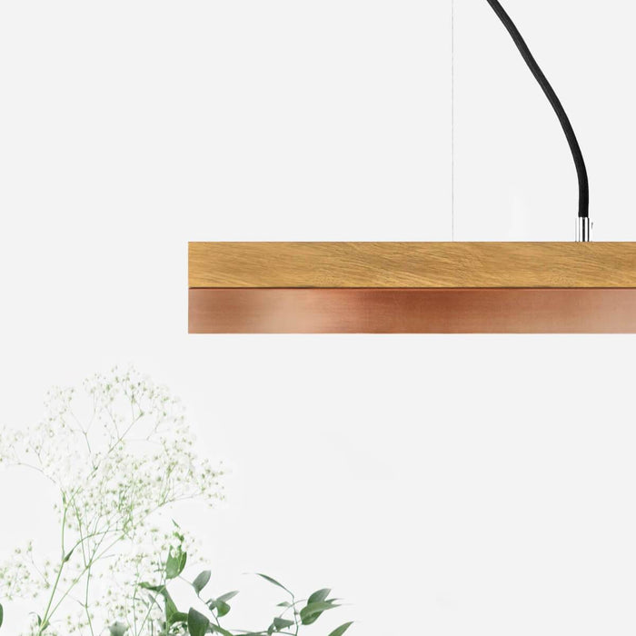 Oak & Copper Bar Pendant Light