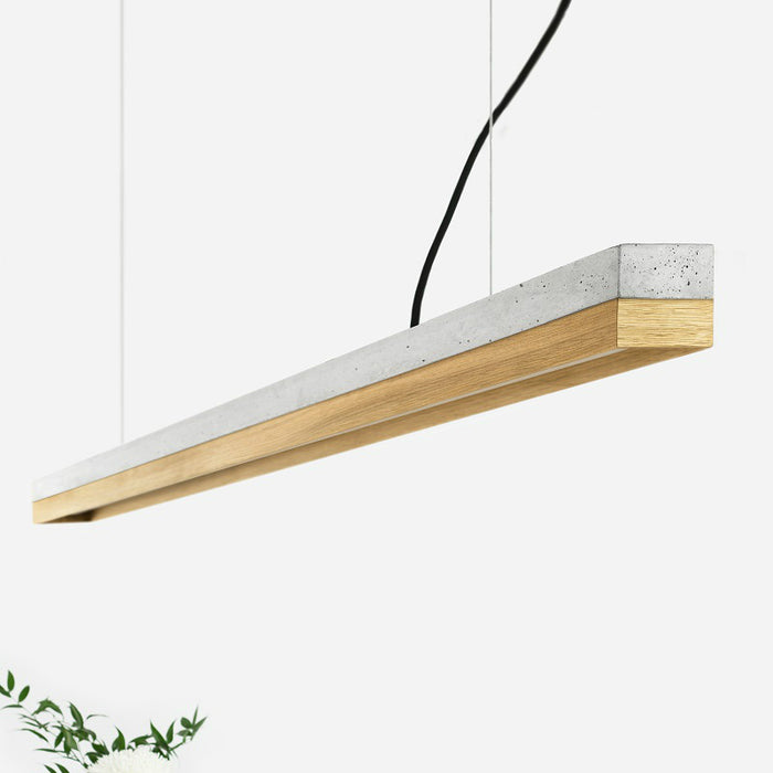 Concrete & Oak Bar Pendant Light