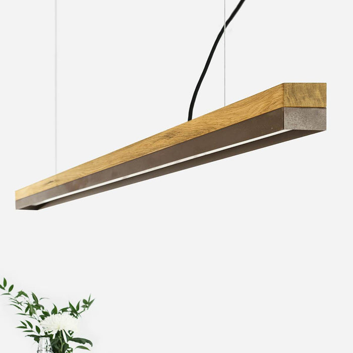 Oak & Rough Rust Bar Pendant Light