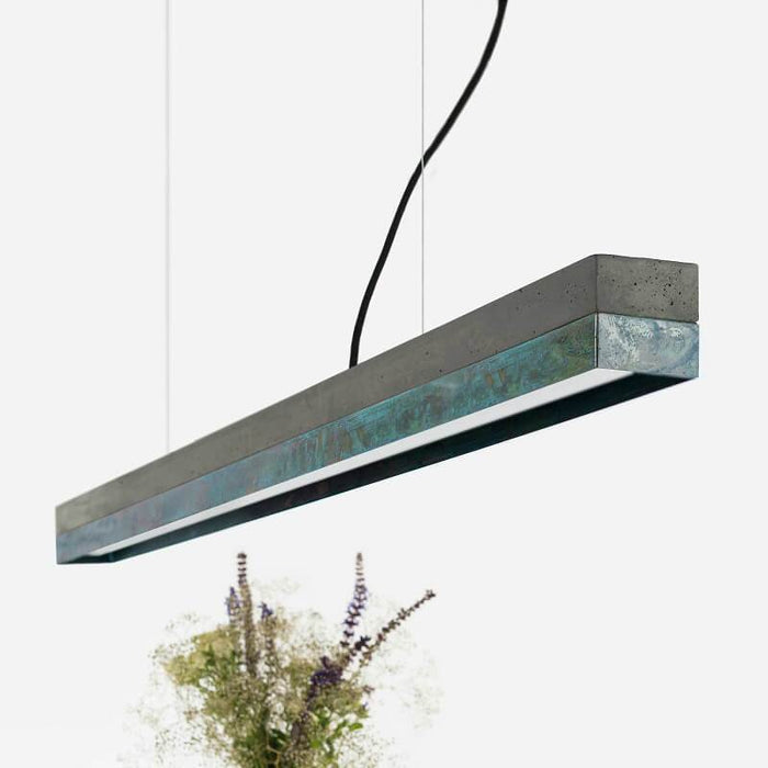 Concrete & Oxidised Copper Bar Pendant Light