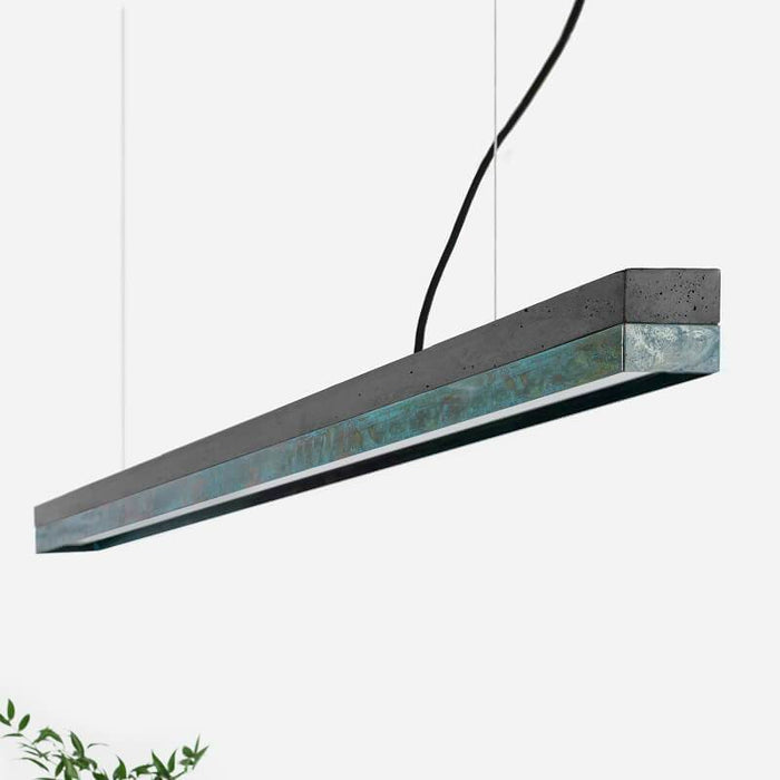 Concrete & Oxidised Copper Bar Pendant Light