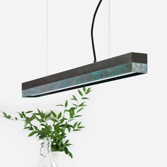 Concrete & Oxidised Copper Bar Pendant Light