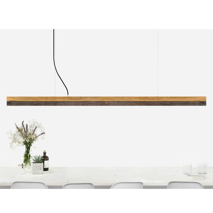 Oak & Rough Rust Bar Pendant Light