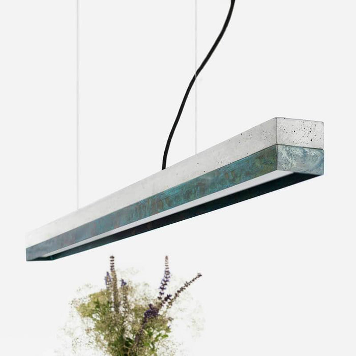 Concrete & Oxidised Copper Bar Pendant Light