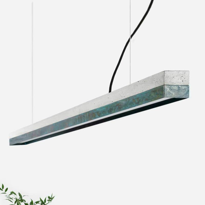 Concrete & Oxidised Copper Bar Pendant Light
