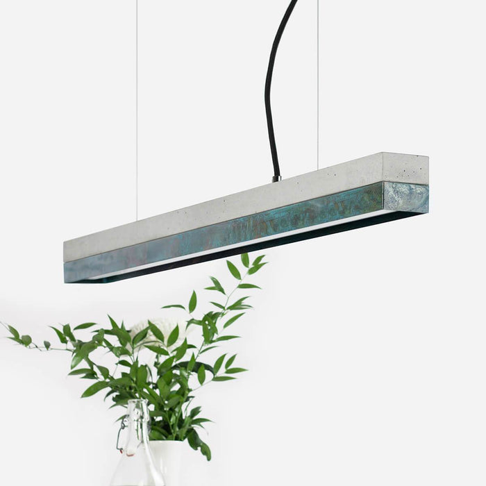 Concrete & Oxidised Copper Bar Pendant Light
