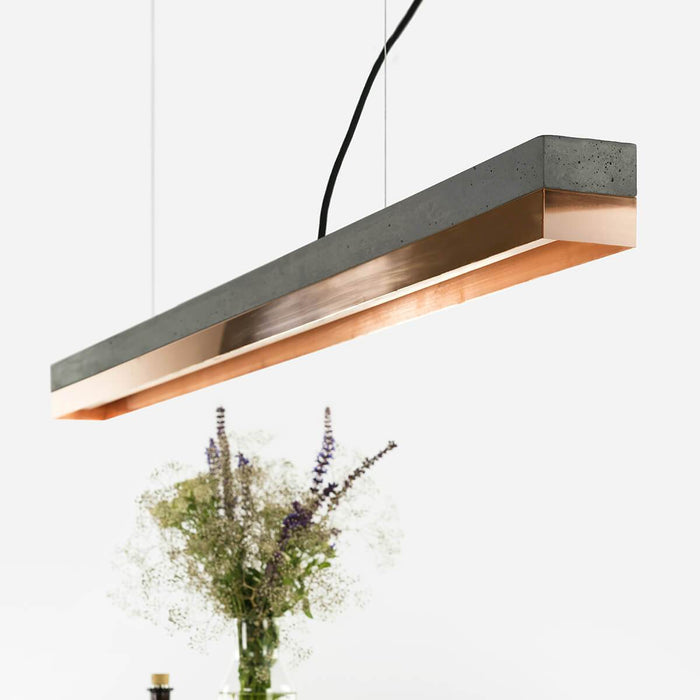 Concrete & Copper Bar Pendant Light